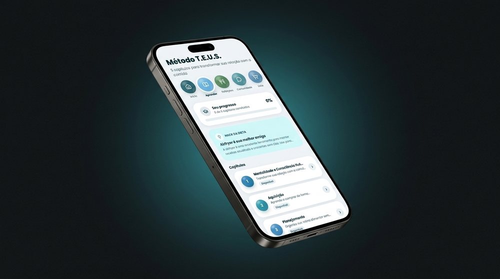 Tela do app: capítulos do Método T.E.U.S.